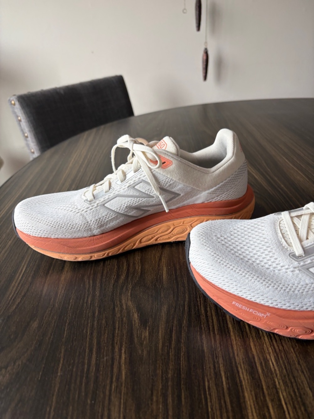 New Balance Women's Athletic Sneakers in White and Coral - Picture 3 of 8